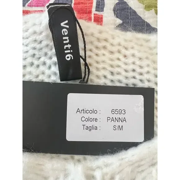 New Venti6 Made in Italy Off White Oversized LOVE V-Neck Sweater Size: Small / M - Picture 5 of 7